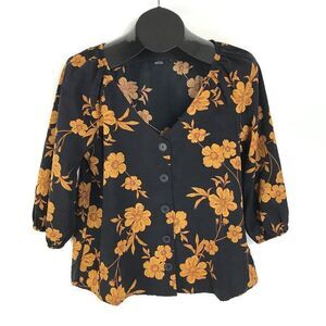 Sanctuary Floral Button Down Blouse Women's Small V-Neck Polyester Career Boho